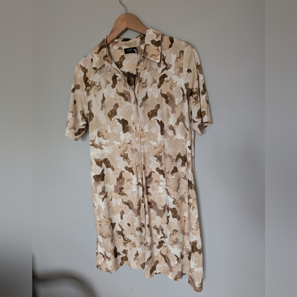 Yest Sand Giorgia Cream Tan Collared Button Down Shirt Dress Size Small 6 - Picture 14 of 14